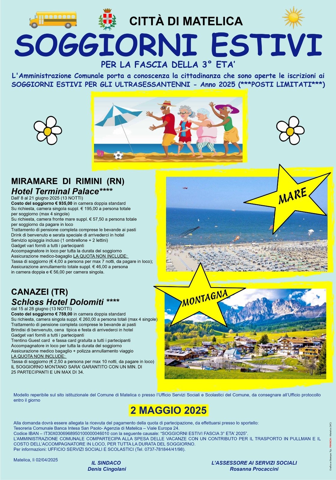 Soggiorni estivi per gli ultrasessantenni Matelicesi