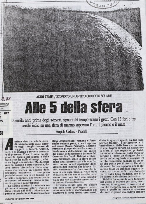 Il Globo di Matelica - Europeo - Dicembre 1989